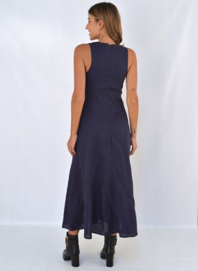 Vestido Linho Marinho Betelgeuse  - Foto 3