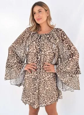 Vestido Curto Babados Animal Print Egoiste  - Foto 1