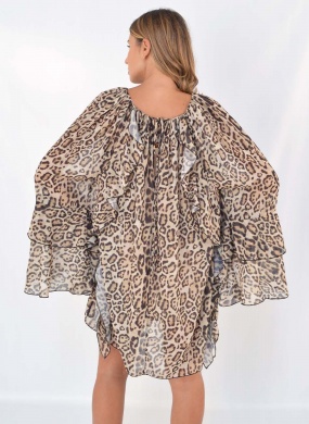 Vestido Curto Babados Animal Print Egoiste  - Foto 3