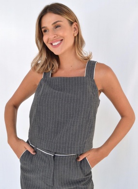 Conjunto Alfaiataria Risca de Giz Chumbo Tribeca - Foto 2