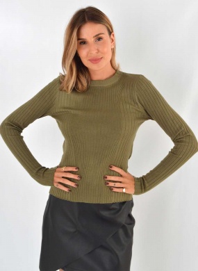 Blusa Blusa Fio de Cachemir Cor Militar Susan Zheng  - Foto 1