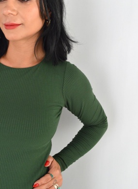 Blusa Justa Canelada Verde Floresta Declari - Foto 2