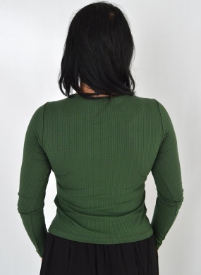 Blusa Justa Canelada Verde Floresta Declari - Foto 3