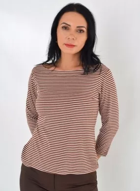 Blusa Viscolycra Marrom e Branca Delamo - Foto 1