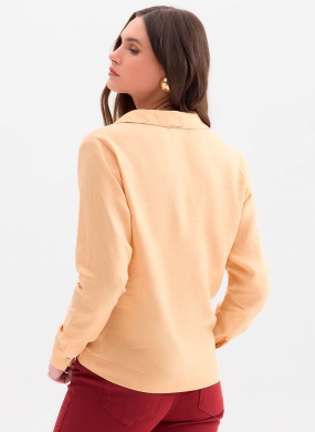 Blusa Alfaiataria Bege Flor de Lis - Foto 2