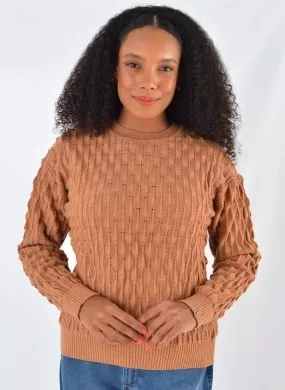 Blusa de Tricot Cor Camel Das Gurias - Foto 1