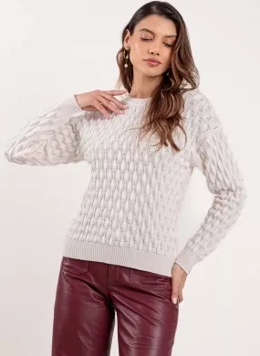 Blusa de Tricot Cor Branco Das Gurias - Foto 4
