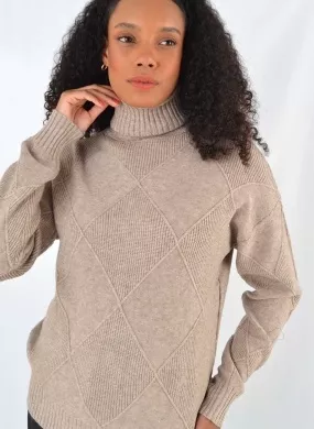 Blusa Tricot Cor Capuccino Mishamna - Foto 2