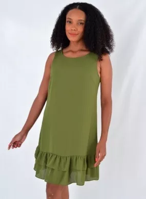 Vestido Curto Em Crepe Verde Musgo Loderro - Foto 1