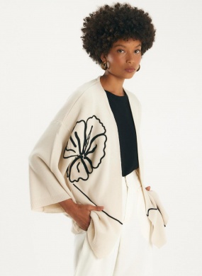 Kimono Tricot Maxi Flor Cant�o - Foto 1