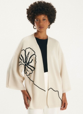 Kimono Tricot Maxi Flor Cant�o - Foto 3