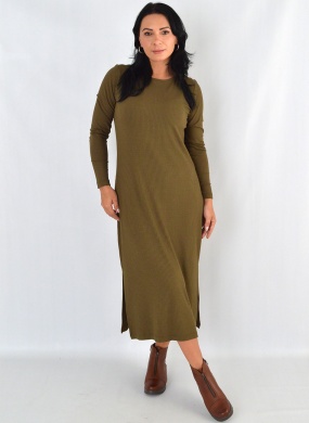 Vestido Longo Canelado Militar Declari - Foto 1