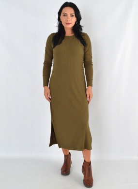 Vestido Longo Canelado Militar Declari - Foto 2