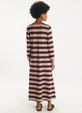 Vestido Longo Listrado Areia e Beringela Cant�o - Foto 3