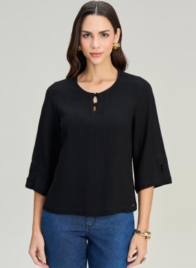 Blusa Viscose Preta Tamanhos Grandes Scalon - Foto 1
