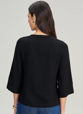 Blusa Viscose Preta Tamanhos Grandes Scalon - Foto 2