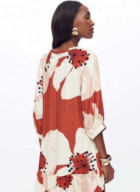 Vestido Midi Estampado Flores de Inverno Flor de Lis - Foto 4