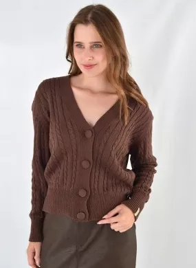 Casaco Tricot de Algodão Marrom Biamar - Foto 1