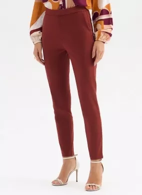 Calça Justa Alfaiataria Marrom Flor de Lis - Foto 1