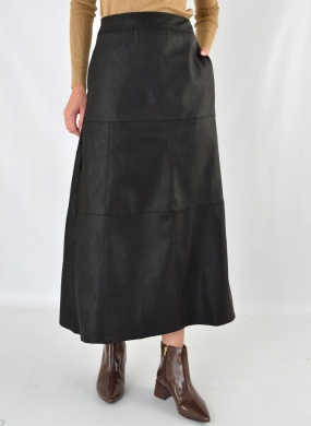Saia Midi em Pu Cor Preta Pacific Blue - Foto 1