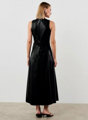 Vestido Em Pu Preto MX Fashion - Foto 1