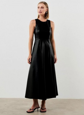 Vestido Em Pu Preto MX Fashion - Foto 2