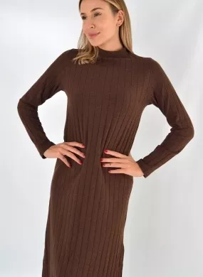 Vestido Canelado Marrom Delamo - Foto 2