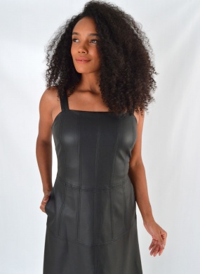 Vestido Midi Carmelita Pu Cor Preto Alice  - Foto 3