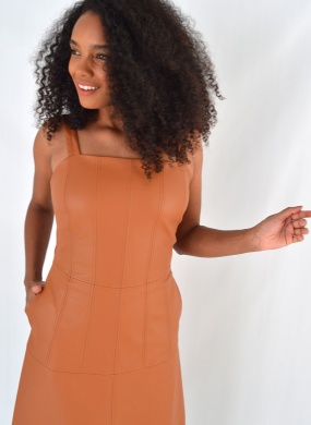 Vestido Midi Carmelita Pu Cor Ferrugem Alice  - Foto 3