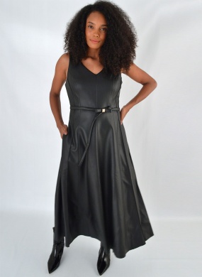 Vestido Midi Zabnine Em Pu Preto Alice  - Foto 1