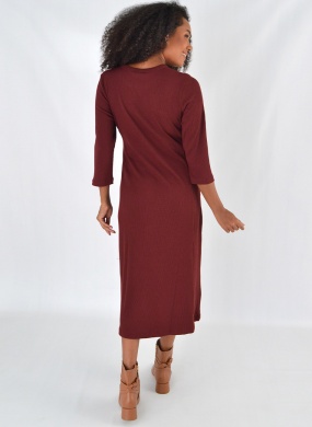 Vestido Midi Canelado Bordo Del Amo  - Foto 3