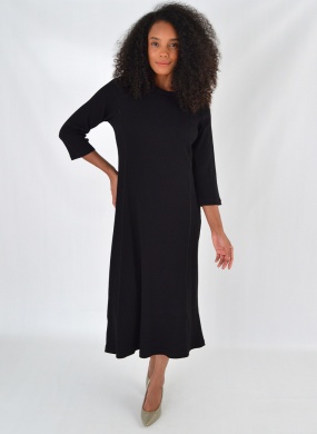 Vestido Midi Canelado Cor Preto Del Amo  - Foto 1