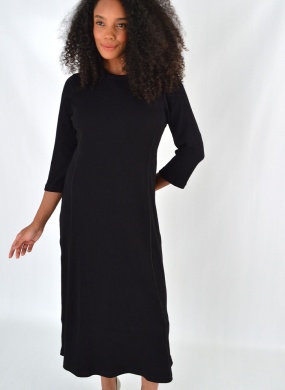 Vestido Midi Canelado Cor Preto Del Amo  - Foto 2
