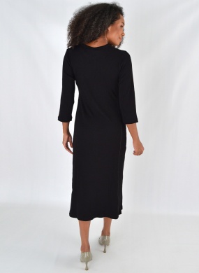 Vestido Midi Canelado Cor Preto Del Amo  - Foto 4