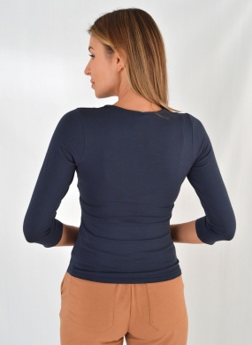 Blusa B�sica Decote Quadrado Marinho Delamo - Foto 3