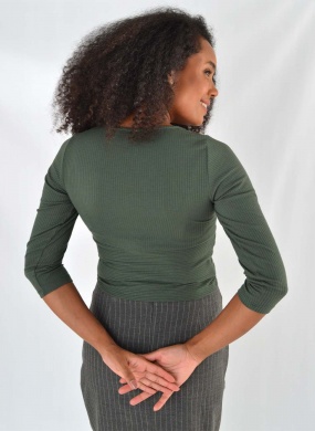 Blusa Cropped Canelada Del Amo Verde - Foto 3