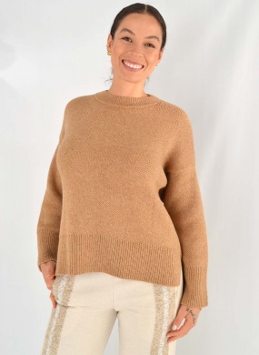 Blusa Tricot Mullet Cor Areia Gurias - Foto 1