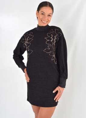 Vestido Curto Em Moletinho Preto Haes - Foto 1