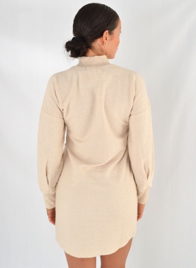Vestido Curto Em Moletinho Cor Natural Haes - Foto 4