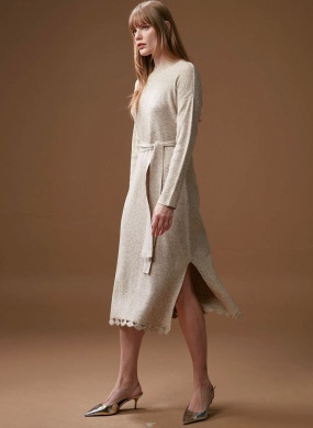 Vestido Midi em Tricot Cor Natural Haes - Foto 1