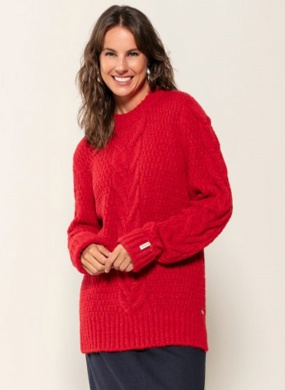 Blusa Tricot Com Detalhe de Tran�as Vermelho Biamar  - Foto 1
