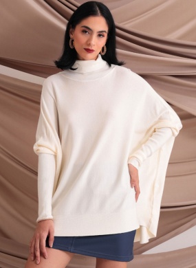 Blusa Creme Ampla Tricot De Fio de Cachemir Susan Zheng  - Foto 4