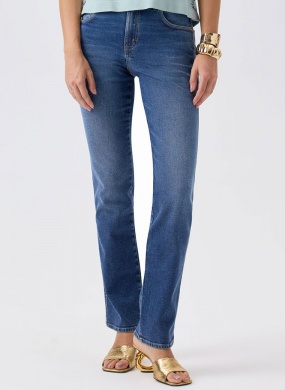 Cal�a Jeans Rubi Azul M�dio Flor de Lis - Foto 1