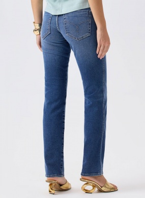 Cal�a Jeans Rubi Azul M�dio Flor de Lis - Foto 2
