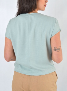Blusa Viscose Verde Menta Flor de Lis - Foto 2
