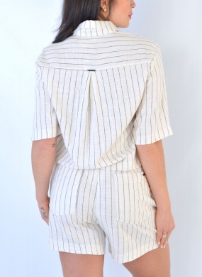 Conjunto Viscose Linho Listrado Flor de Lis - Foto 3