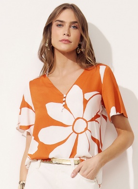 Blusa Estampa Margarida Flor de Lis - Foto 1
