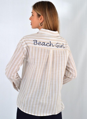 Camisa Listrada Bege Citt� - Foto 2