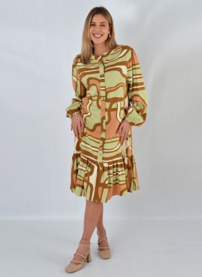 Vestido Estampado Gola Padre Delamo - Foto 1