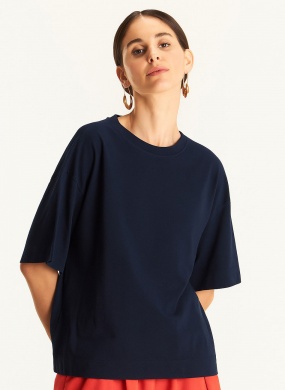 Blusa Marinho Maxi B�sica Cant�o - Foto 1